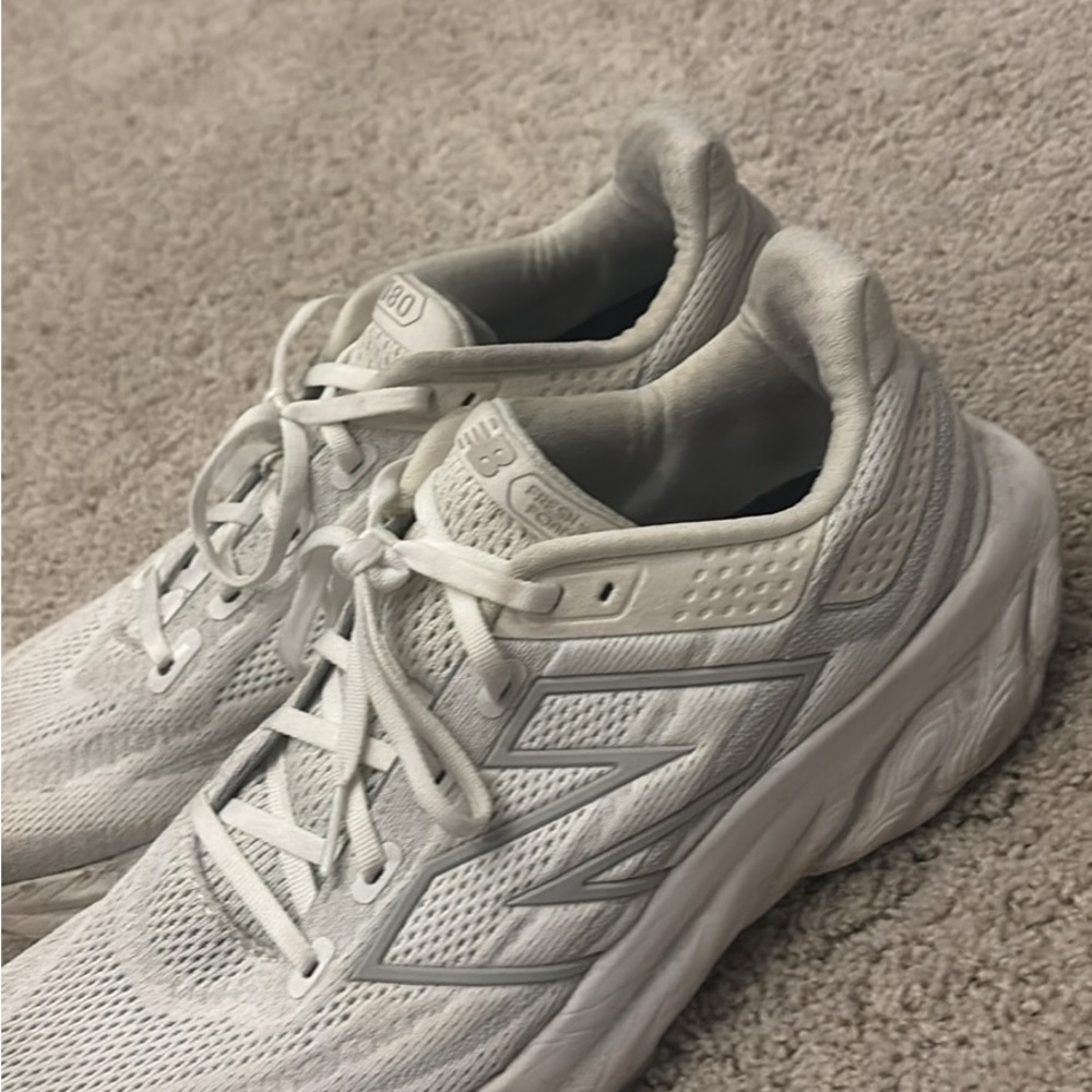 1080 New Balance All-White Athletic Shoes